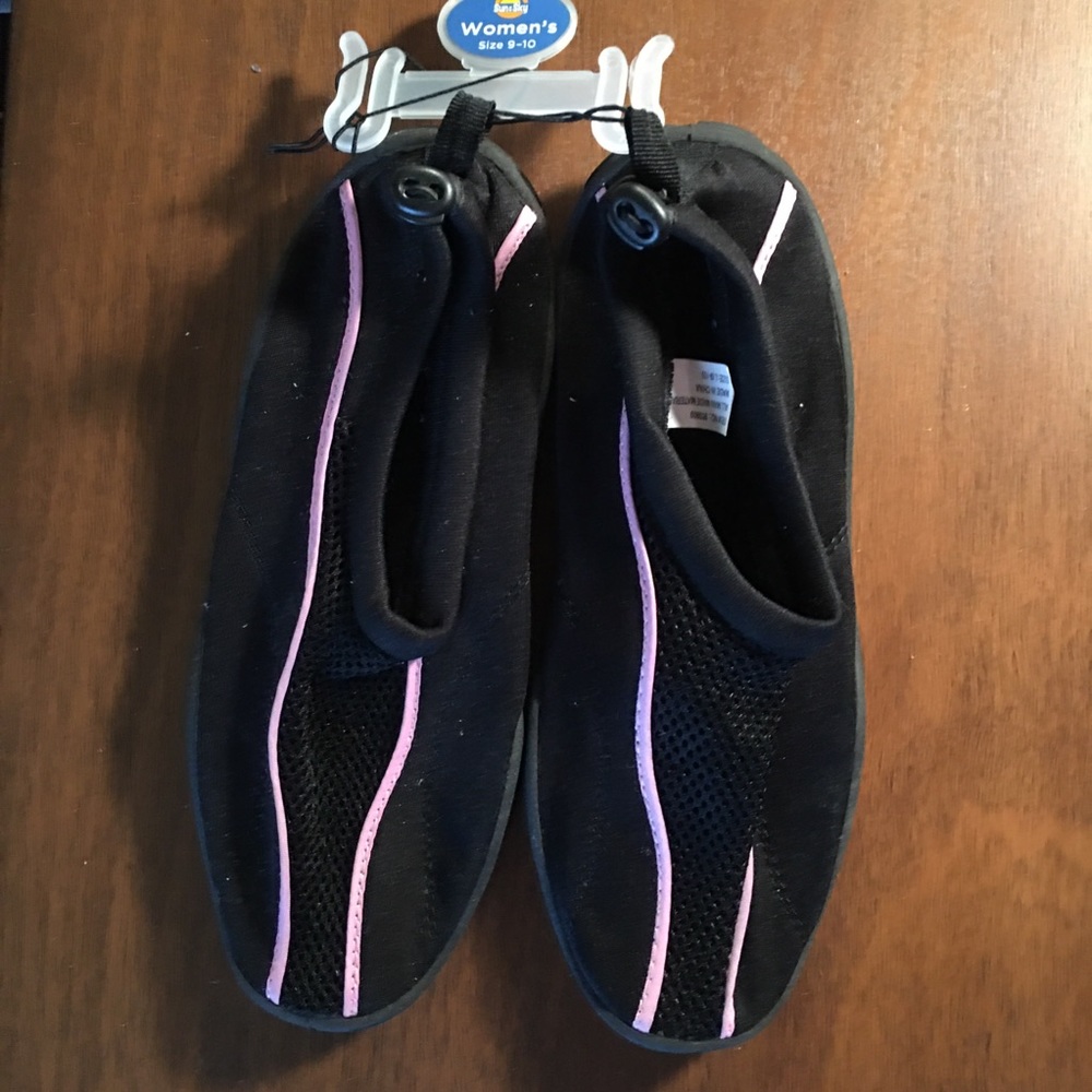 Black With a pink stripe Water Shoes, Sun and Sky